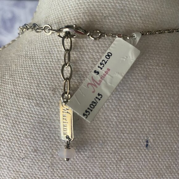 NWT Mariana Pink White Cushion Cut Crystal Pendant Necklace Silver Tone whimsy - Picture 5 of 8